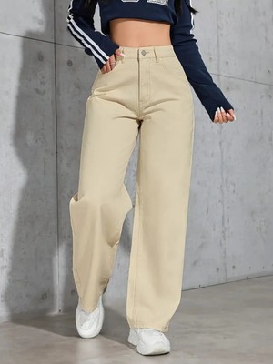 Aisha Kadın Palazzo Jeans Likralı Süper Yüksek Bel Salaş Denim Kot Pantolon Beekeplz