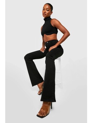 Beeke Sitare Siyah Solmaz Ispanyol Paça Likralı Flare Jeans Kot Pantolon Toparlayıcıjean