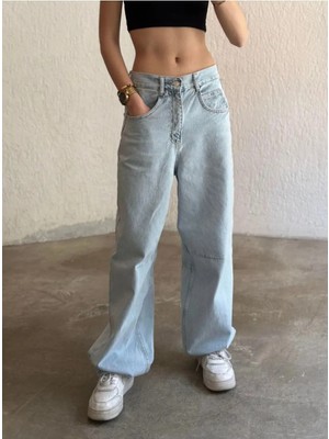 Beeke Layal My Jean Toka Detaylı Bol Rahat Kesim Geniş Paça Baggy Jeans Denim Kot Pantolon