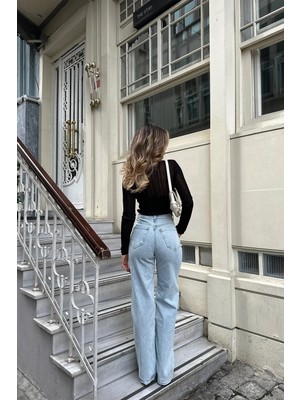 Beeke Emilia Kadın Palazzo Jeans Likralı Süper Yüksek Bel Salaş Rahat Denim Kot Pantolon Yeni Sezon