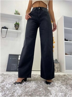 Beeke Penolope Kadın Kadın Siyah Cool Palazzo Ispanyol Bol Paça Jean Kot Pantolon-New