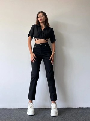 Beeke Mia Kadın Trend Yüksek Bel Esnek Likra Mia Kot Jean