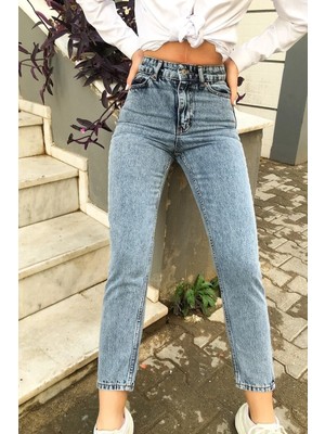 Beeke Yüksek Bel Likralı Boyfriend Denim Kot Pantolon(1 Beden Büyük Alınız)