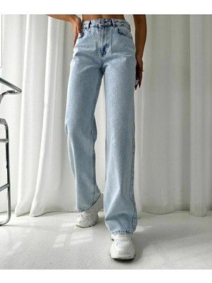 Beeke Kar Yıkama Likralı Süper Yüksek Bel Salaş Jeans