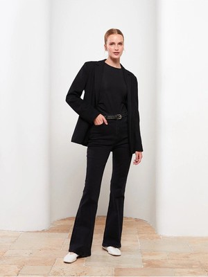 Beeke Isabella Zero Max Modest Siyah Yüksek Bel Flare Kadın Jean Pantolon(Yeni Sezon)