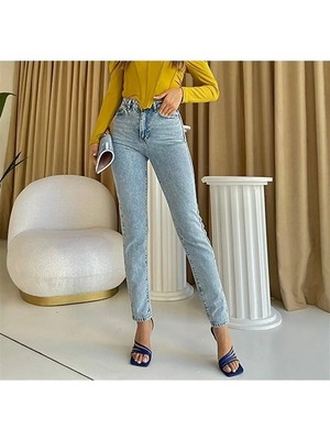 Beeke Lily Kadın Toparlayıcı Etki Trend Yüksek Bel Mom Jean