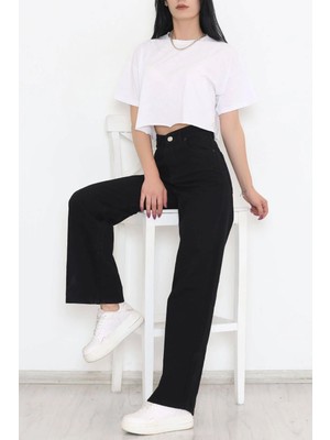 Beeke Romeo Extra Yüksek A.c.a.i.p S.o.l.m.a.z Siyah Salaş Jeans Palazzo Pantolon (Süper Yüksek Solmayan)