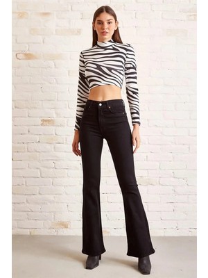 Beeke Solmaz Kumaş Flare Jeans Renk Vermeyen Ispanyol Paça Kot Pantolonjean