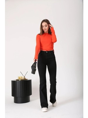 Beeke Solmaz Kumaş Flare Jeans Renk Vermeyen Ispanyol Paça Kot Pantolonjean