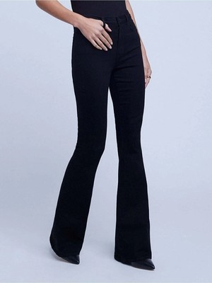 Beeke Trend Jean Siyah Ispanyol Paça Flare Kadın Jeans Pantolon
