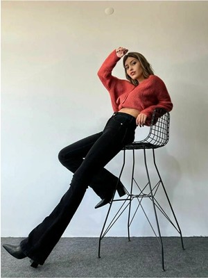 Beeke S.t.a.r Lina Siyah Ispanyol Paça Likralı Flare Jeans Kot Pantolon 2024