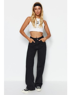Beeke Isabella Tika Siyah Palazzo Jean Kadın Wide Leg Solmaz Toparlayıcı Kot Pantolon