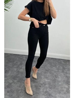 Beeke Siyah Yüksek Bel Pantolon Skinny Jeans