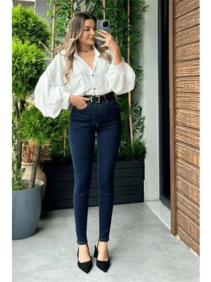 Beeke Dar Paça Slim Fit Kot Pantolon Siyah Skinny Jean- Lacivert (Tam Kalıptırız)