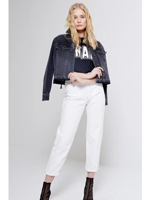 Beeke Lena Kadın Dar Paça Yüksek Bel Pamuklu Kot Pantolon Mom Jeans