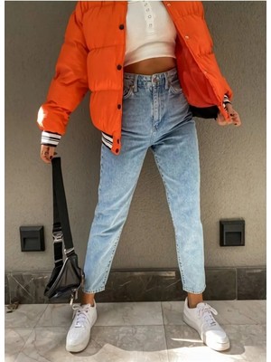Beeke Kadın Gold Skinny Dar Mom Buz Kar Mom Likralı Yüksek Bel Fit Mom Jeans 2024