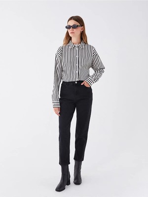 Beeke Kadın Siyah Yüksek Bel 5 Cepli Full Likralı Mom Jeans 2024