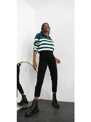 Beeke Mary Siyah Yüksek Bel Mom Jeans