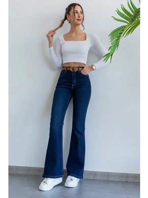 Beeke 90's Ispanyol Paça Yüksek Bel Jean
