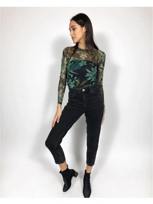Beeke Siyah Mom Fit Jean