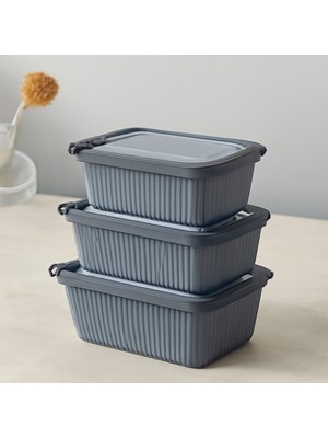 Str Store Plastik Saklama Kabı Seti - Mikrodalga Uyumlu Dikdörtgen (600/1100/1800 Ml)