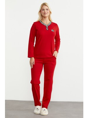 Sementa Uzun Kol Viskon Pijama Takım - Kırmızı