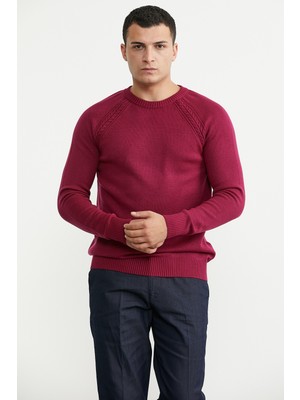 Sementa Bisiklet Yaka Basic Triko Kazak - Bordo