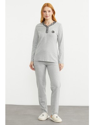 Sementa Uzun Kol Viskon Pijama Takım - Gri