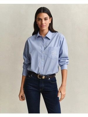 Gant Kadın Mavi Relaxed Fit %100 Pamuk Gömlek