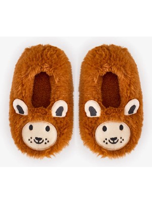 Penti Erkek Çocuk Kahverengi Lion Kedi Desenli Dokulu Patik