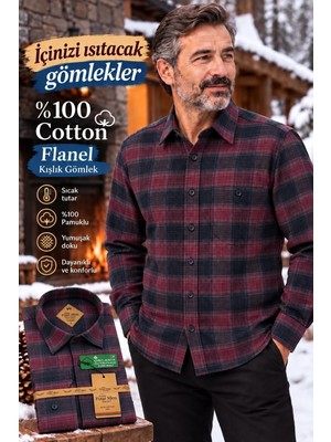 Eren Style Flanel Kışlık Pamuklu Tek Cepli Düğmeli Yaka Gömlek (Regular Kalıp)