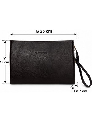 No Name Bayan El Portföy Clutch Suni Deri Çanta