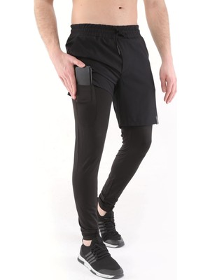 Happy Trend Erkek Running Compression Hızlı Kuruma Micropoly Halısaha Antrenman Gym Fitness Koşu Uzun Taytlı Şort
