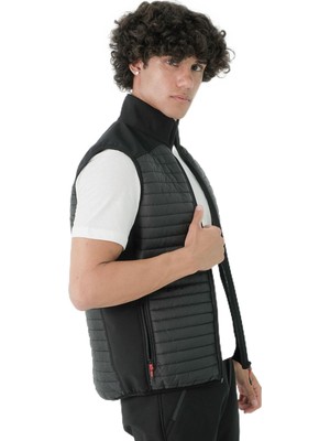 Happy Trend Dik Yaka Softshell Içi Polarlı Fermuarlı Cepli Kapitone Yelek