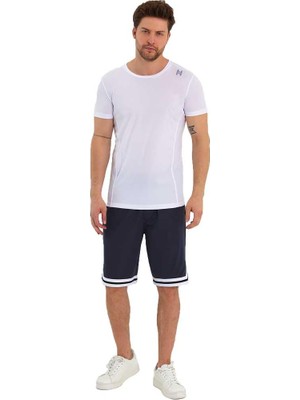 Happy Trend Polyester Beyaz Şeritli Basketbol Şort