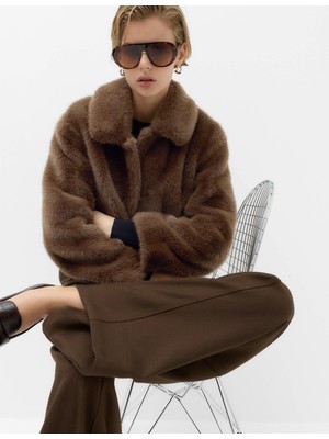 Marks & Spencer Suni Kürk Yakalı Kısa Ceket