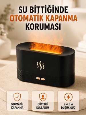 Str Store Alev Efektli Ultrasonik Aroma Difüzörü 180 ml LED Işıklı Hava Nemlendirici
