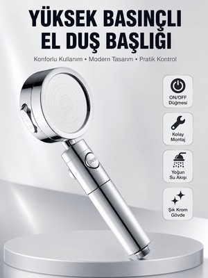 Str Store Kolay Montajlı 3 Modlu Yüksek Basınç Duş Başlığı