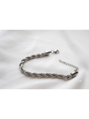 Asd Accessory Burgu Zincir 5mm Kalın Silver Renk Model Unisex (Kadın/erkek) Çelik Bileklik/ 18+4cm
