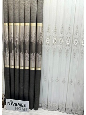 Str Store Amasra FT614164 V-5302 Toprak 1/3 Sık Pileli Fon Perde Apm