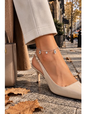 Fundéa Jewelry Kadın Gümüş Renk 316L Çelik Nazar Göz Figürlü Zirkon Taşlı Trend Kombin Takı Aksesuar Halhal