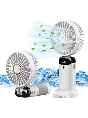 Str Store Aet Mini Klima 5 Kademeli Şarjlı Taşınabilir Dijital LED Göstergeli El Fanı Vantilatör - Beyaz