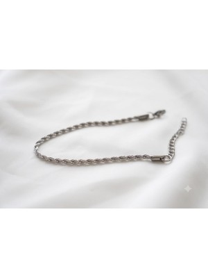 Asd Accessory Ince Burgu Zincir 2mm Kalın Silver Renk Model Unisex (Kadın/erkek) Çelik Bileklik/ 18+4cm