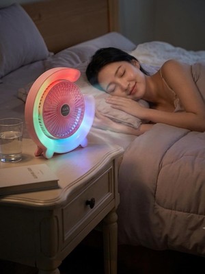 Str Store LED Işıklı Ev Ofis Soğutucu Pervane Fan Taşınabilir Şarjlı Masaüstü Fan
