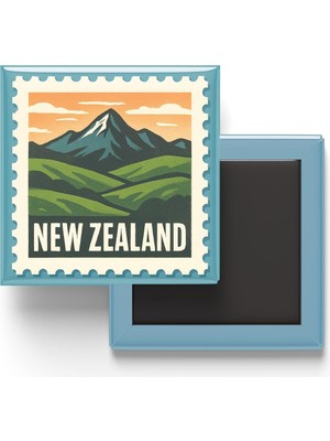 Str Store Buzdolap Magneti Yeni Zelanda Wellington Renkli Posta Pulu Temalı - 9x9 cm