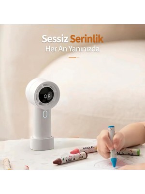 Str Store Cırak Turbo El Vantilatörü 100 Kademeli Ayarlı Güçlü Rüzgar Taşınabilir Fan LED Ekranlı Usb-C Şarjlı Sessiz Mini Vantilatör Masaüstü ve Elde Kullanım El Fanı Mini Vantilatör Mini Fan (Sarı)