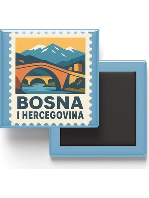 Str Store Buzdolap Magneti Bosna-Hersek Saraybosna Renkli Posta Pulu Temalı - 9x9 cm