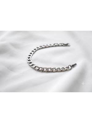 Asd Accessory Zincir 7mm Kalın Silver Renk Model Unisex (Kadın/erkek) Çelik Bileklik/ 19CM
