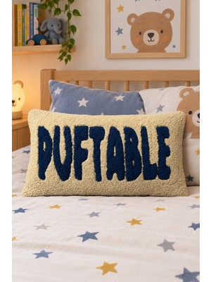 Puff Table Kişiye Özel Isim Yazılı Punch Kırlent Teddy Kumaş Iç Dolgu Dahil 35 x 50