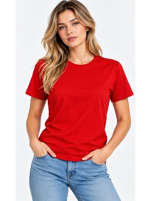 Machi Kadın Regular Tshirt Tişört T-Shirt Tam Beden Beyaz Füme Gri Haki Kırmızı Siyah Taş